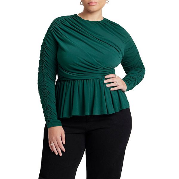 

Женский топ с присборенным поясом plus size Eloquii, Rainforest