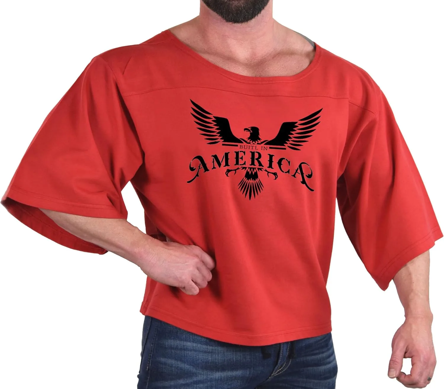 

Мужская оверсайз красная футболка Rag Top для тренажерного зала с 3/4 рукавом Crazee Wear