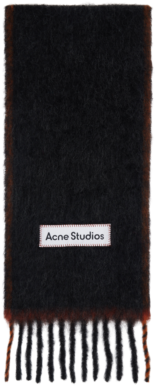 

Коричневый узкий шерстяной мохеровый шарф Acne Studios