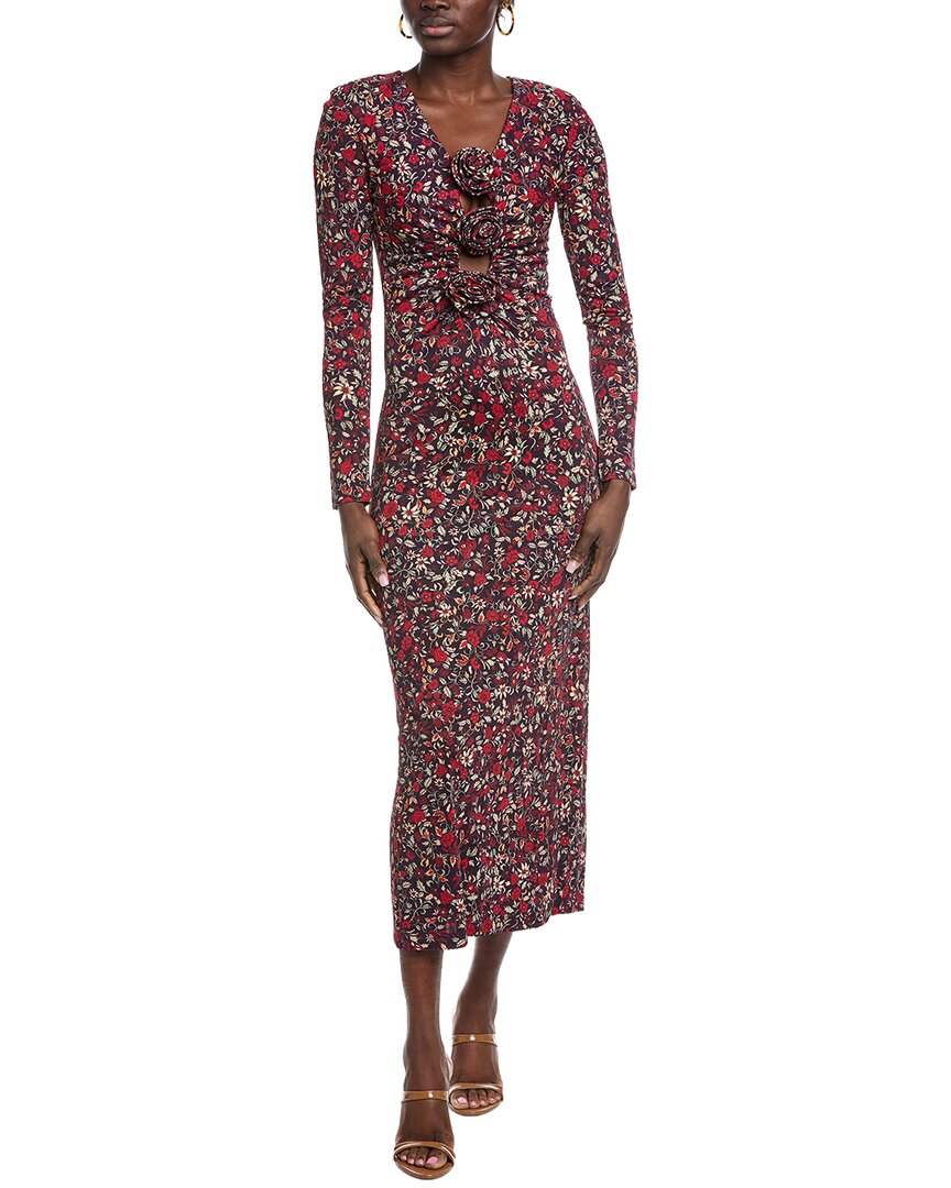 

Платье-макси FARM Rio Chelsea Garden с фиолетовыми цветами, глубоким вырезом и длинными рукавами