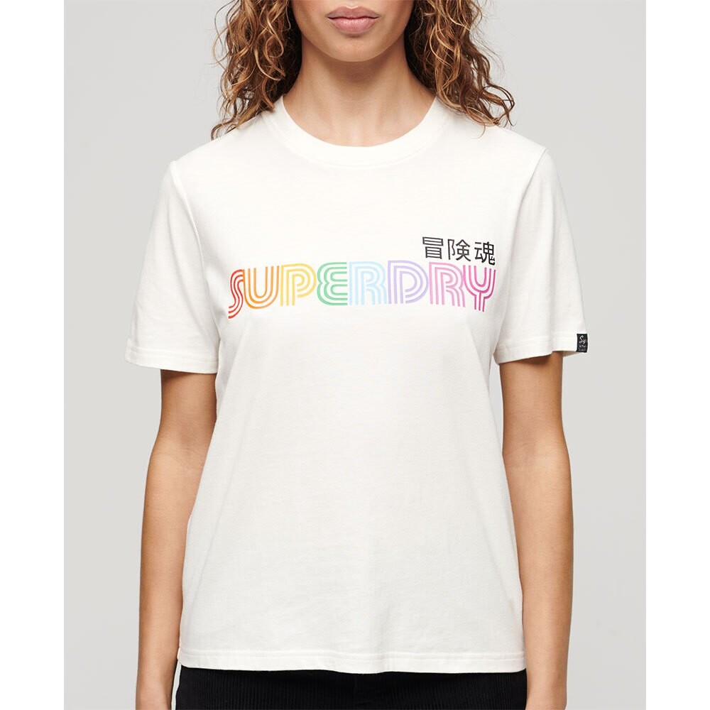 

Футболка с коротким рукавом Superdry Rainbow Logo Relaxed, белый