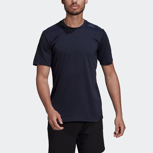 Футболка adidas Casual Logo Solid Color Round Neck Short Sleeve Navy Blue, мультиколор — фото 2