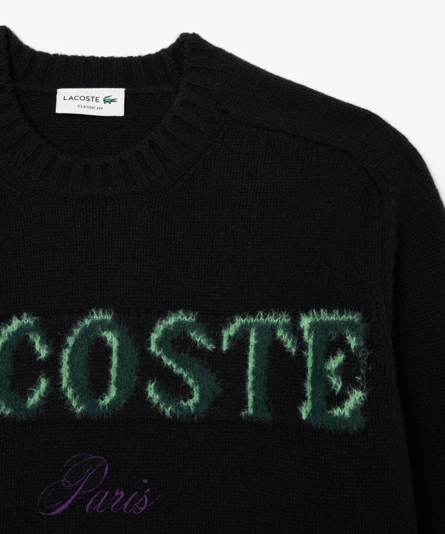 Фирменный свитер с логотипом и ворсистой вязкой LACOSTE, Black — фото 4