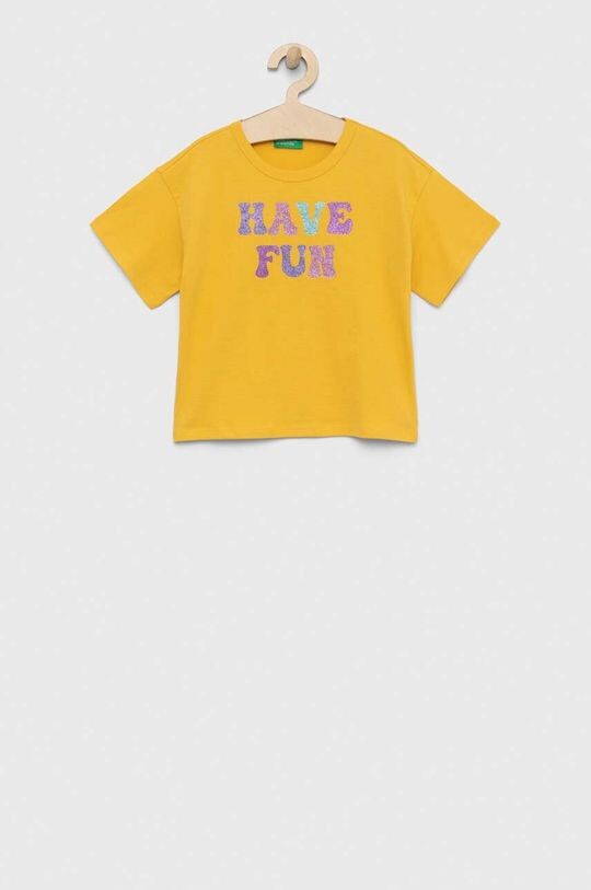 

Хлопковая футболка для детей United Colors of Benetton, желтый