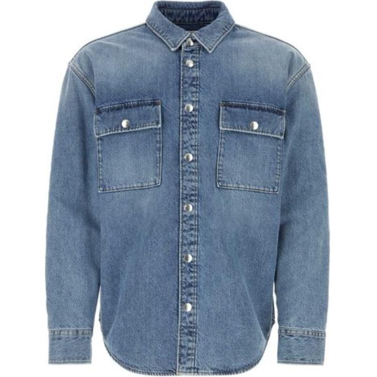 

Винтажная рубашка из индиго денима среднего размера Bottega Veneta, синяя