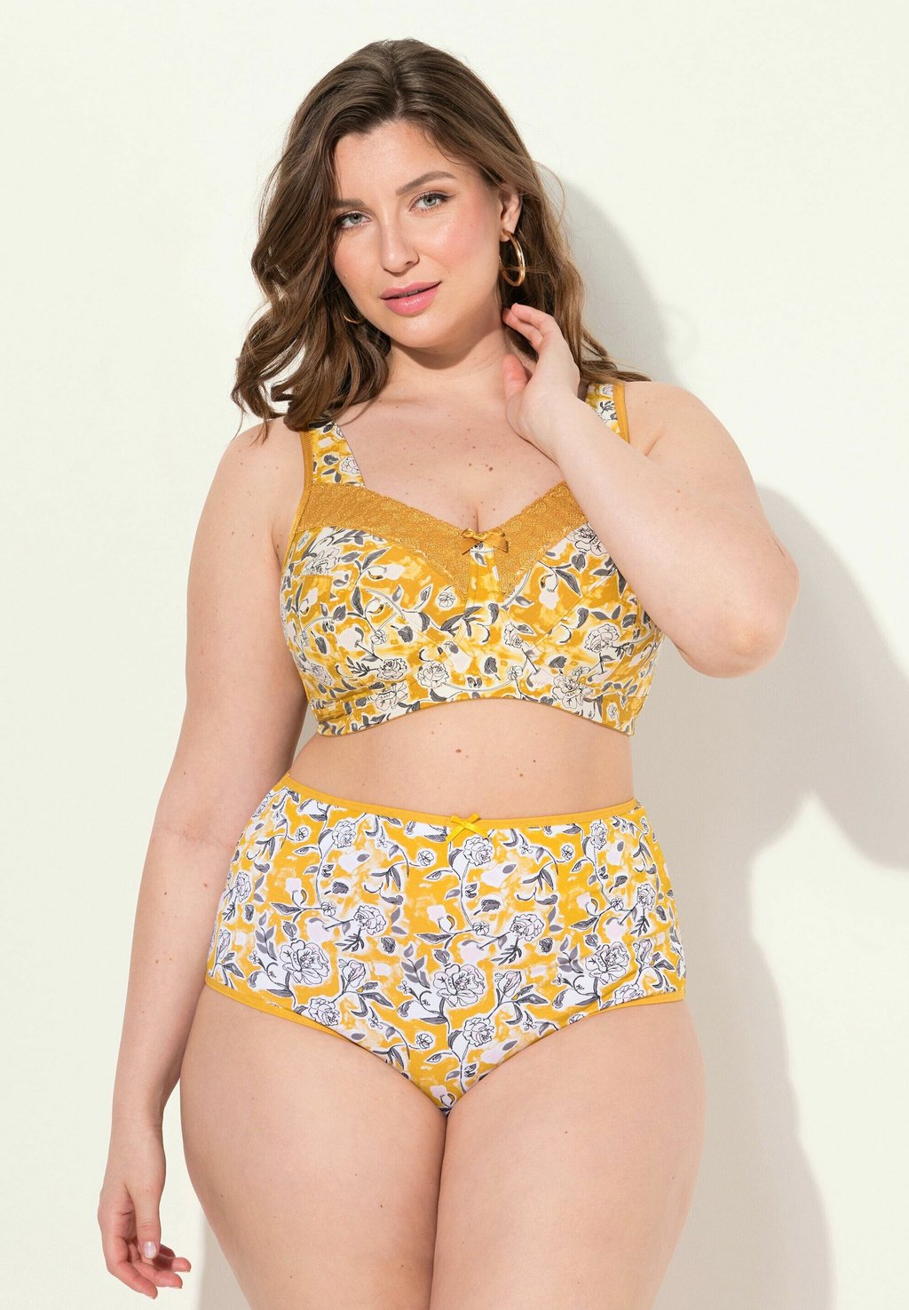 

Бюстгальтер на косточках FLORAL RELIEF Ulla Popken, горчично-желтый