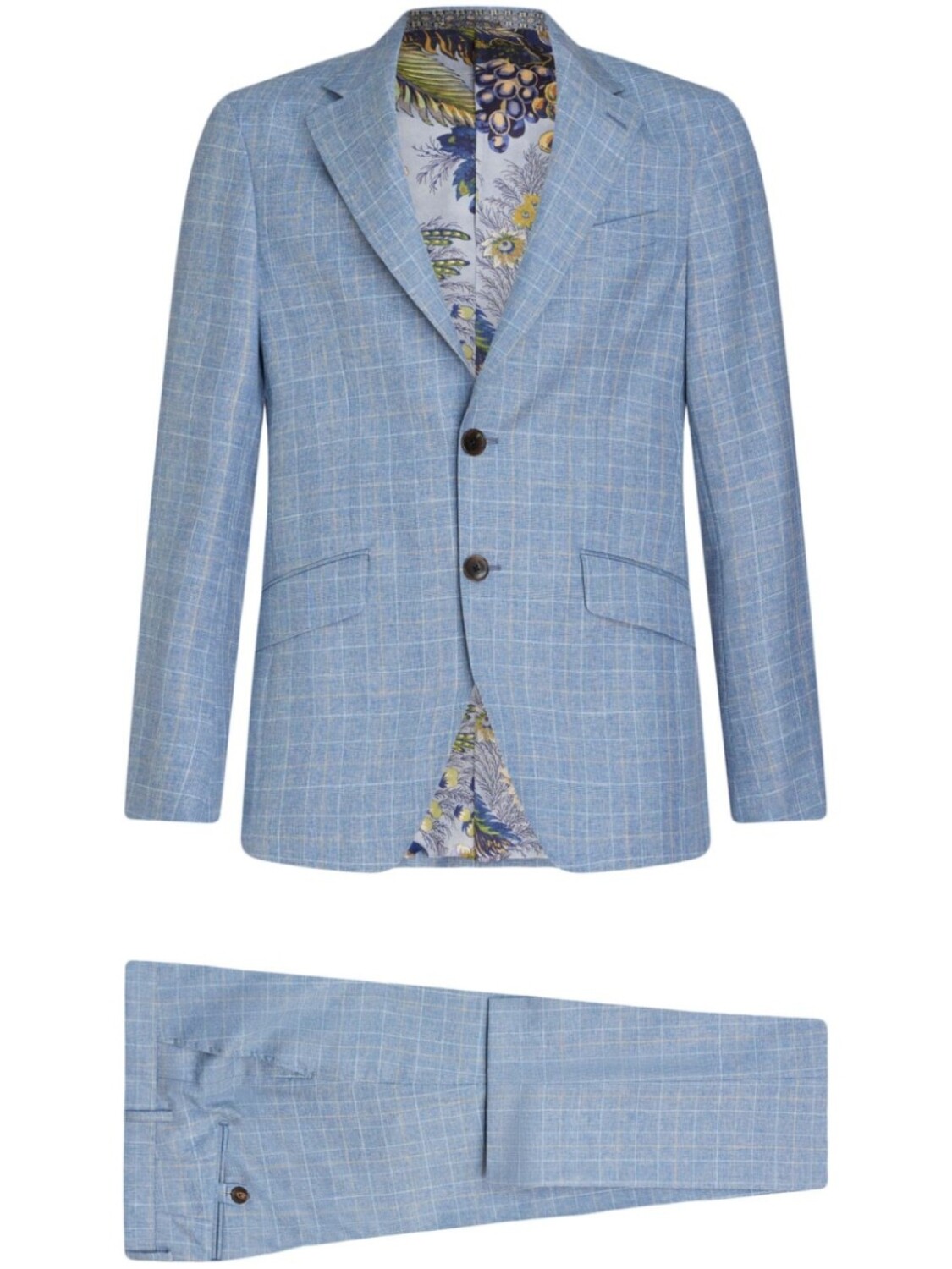 

ETRO клетчатый костюм с однобортным пиджаком, синий