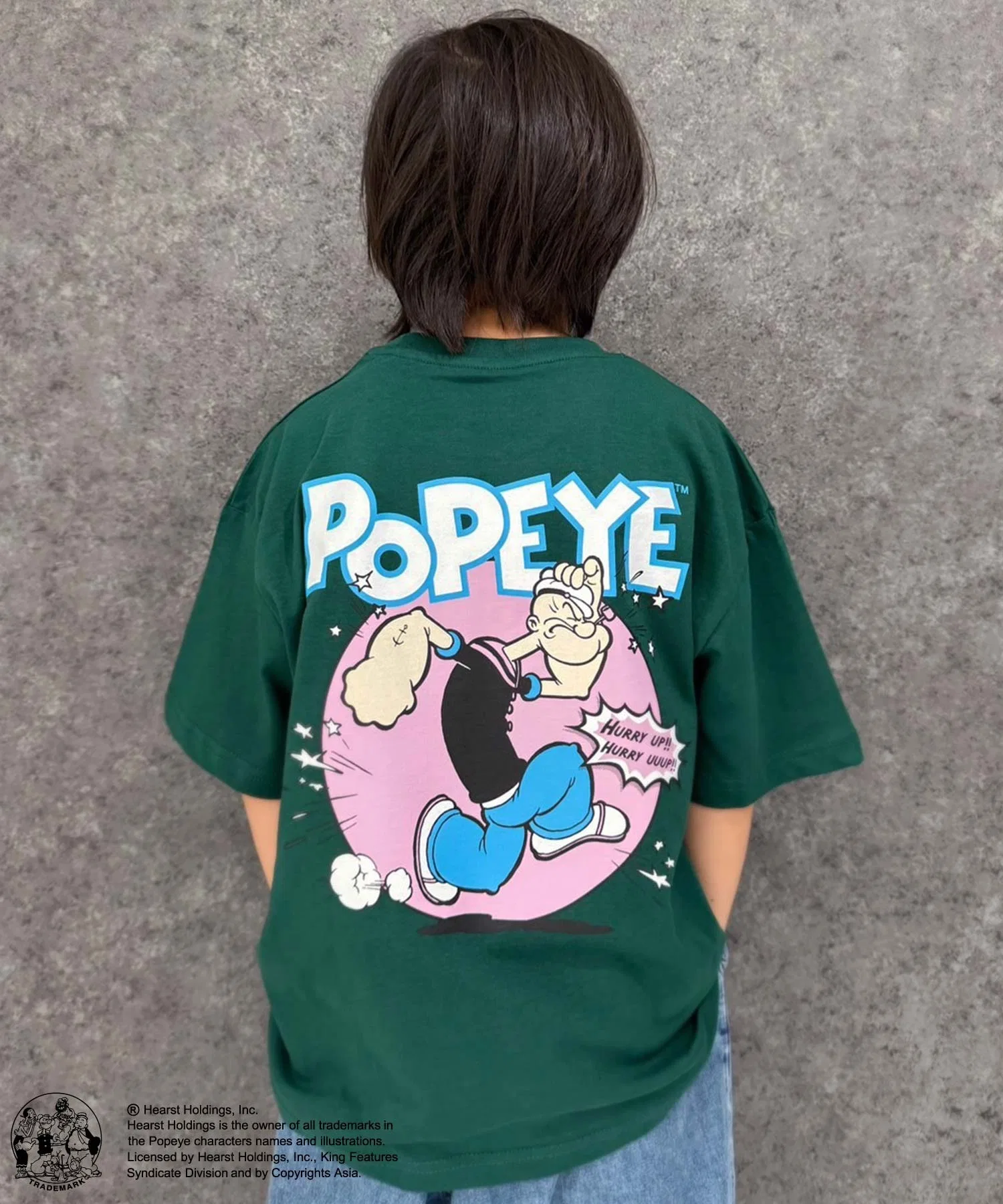 Детская футболка POPEYE с принтом тёмно-зелёного цвета