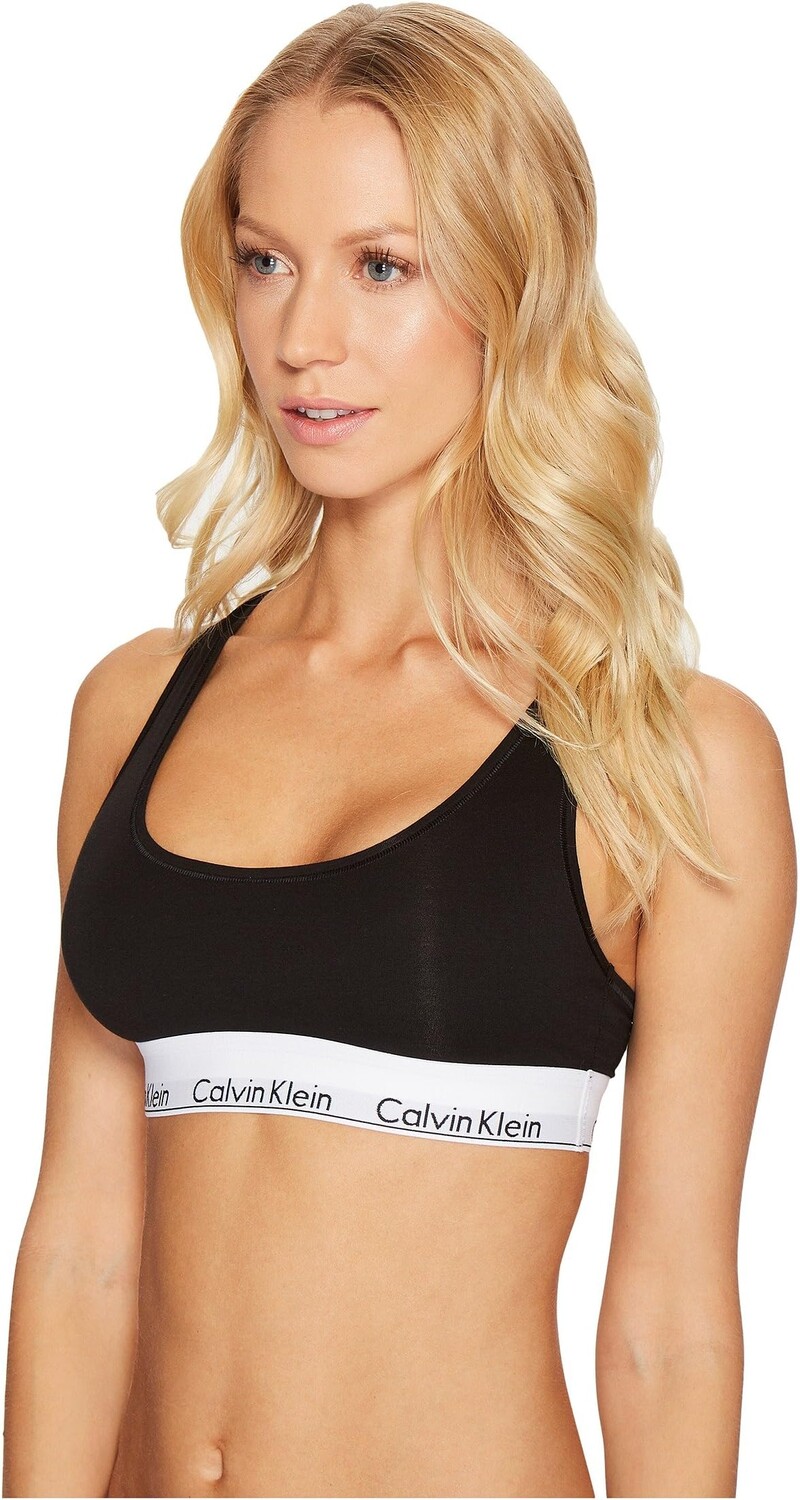 Современный хлопковый бюстгальтер без косточек F3785 Calvin Klein Underwear, черный — фото 2