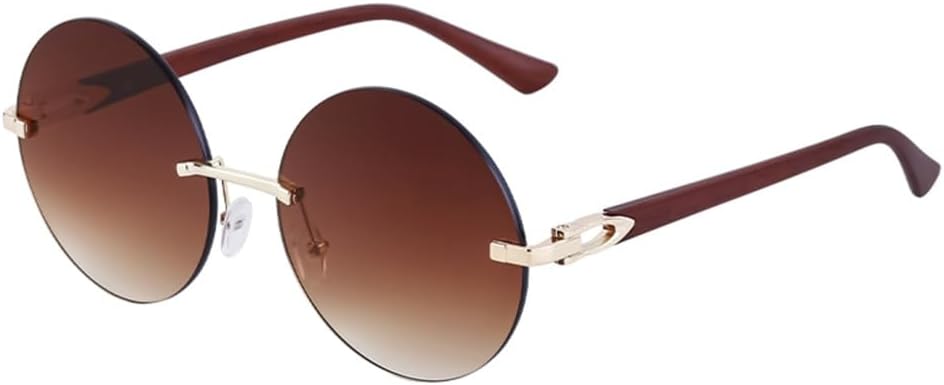 

Круглые солнцезащитные очки без оправы для женщин, винтажные солнцезащитные очки без оправы для мужчин, ретро-панк солнцезащитные очки, очки в стиле стимпанк generic, C3 Gold Brown