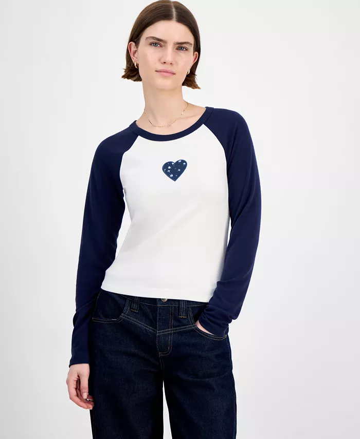 

Футболка с круглым вырезом и длинными рукавами реглан для юниоров Hippie Rose, белый