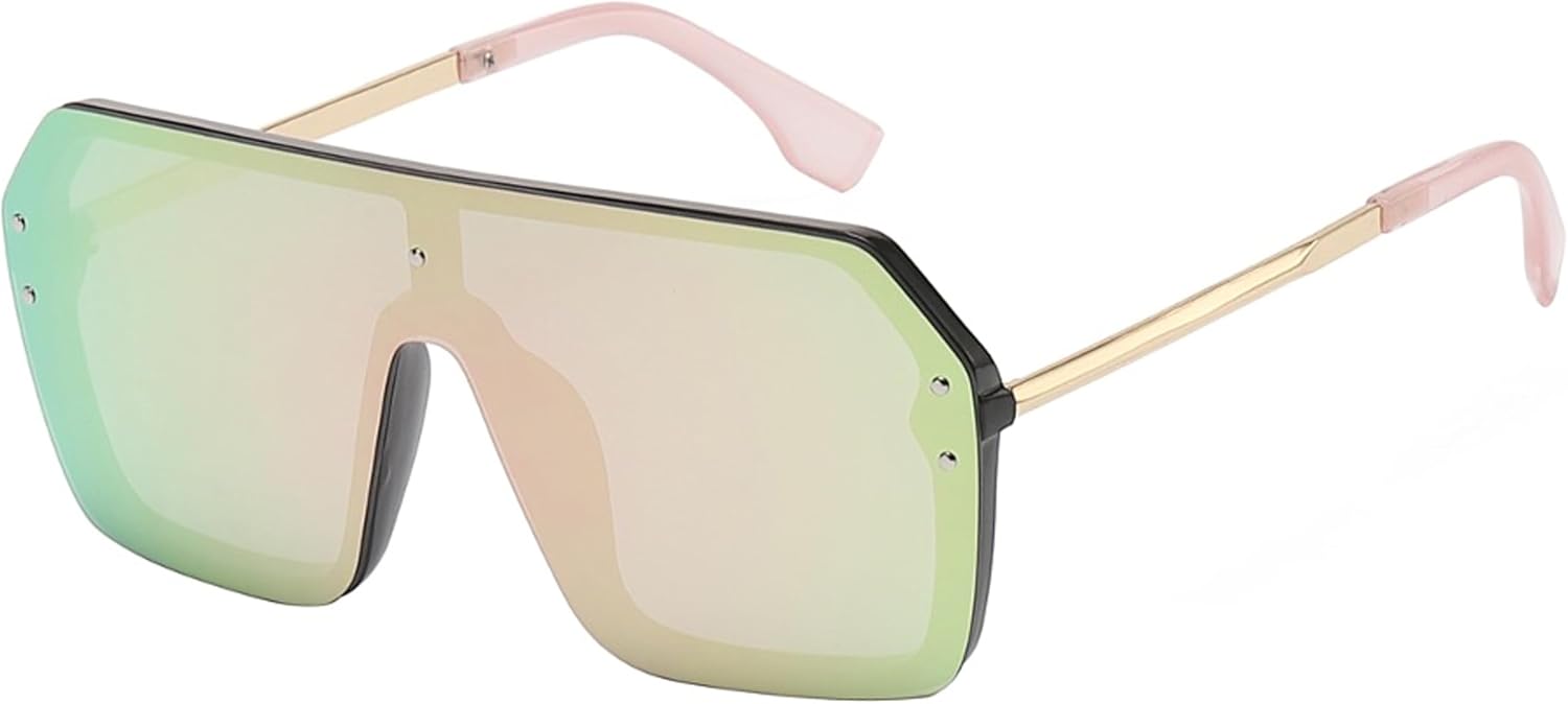 

Солнцезащитные очки OWL увеличенного размера для женщин и мужчин | Линзы UV400 | Модные, стильные, цельные, с плоскими зеркальными линзами, без оправы, металлические дужки | Очки-маска, Pink