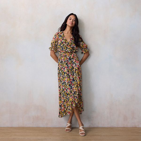 

Платье-макси с рюшами Petite Lc Lauren Conrad, Multi Las Flores