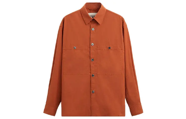 

Рубашка мужская оранжевая Zara, оранжевый
