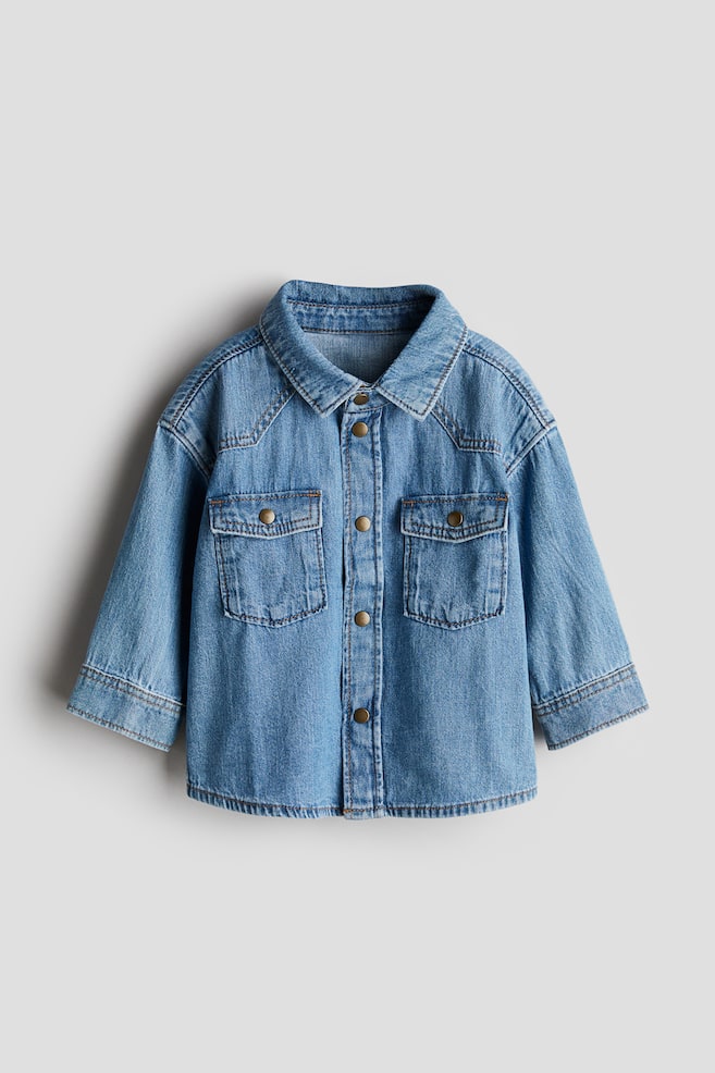 

Джинсовая рубашка из хлопка H&M, синий