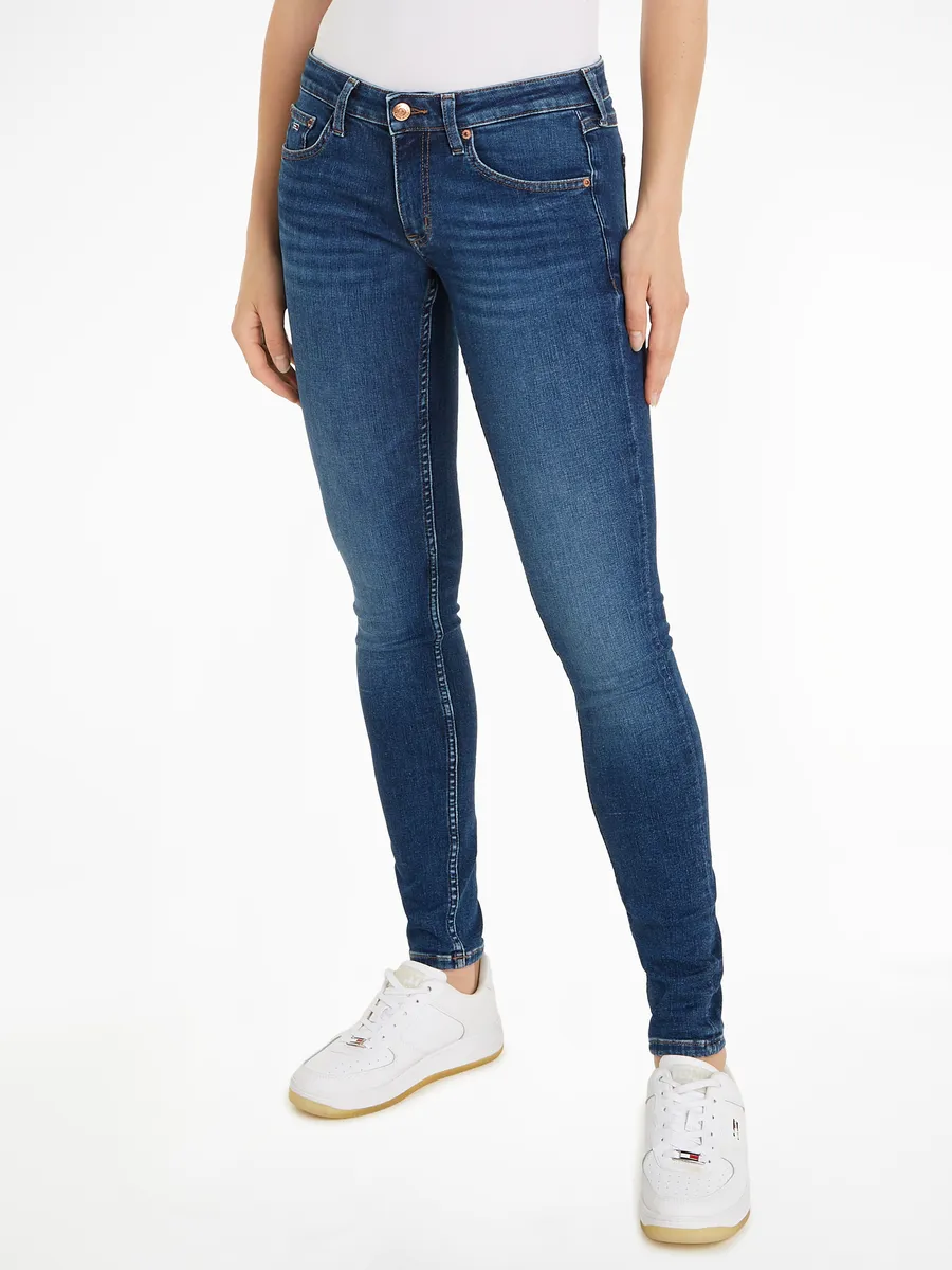 

Джинсы узкого кроя Tommy Jeans Skinny Jeans Brands Low Waist Medium Rise с эффектом выцветания, джинсовый