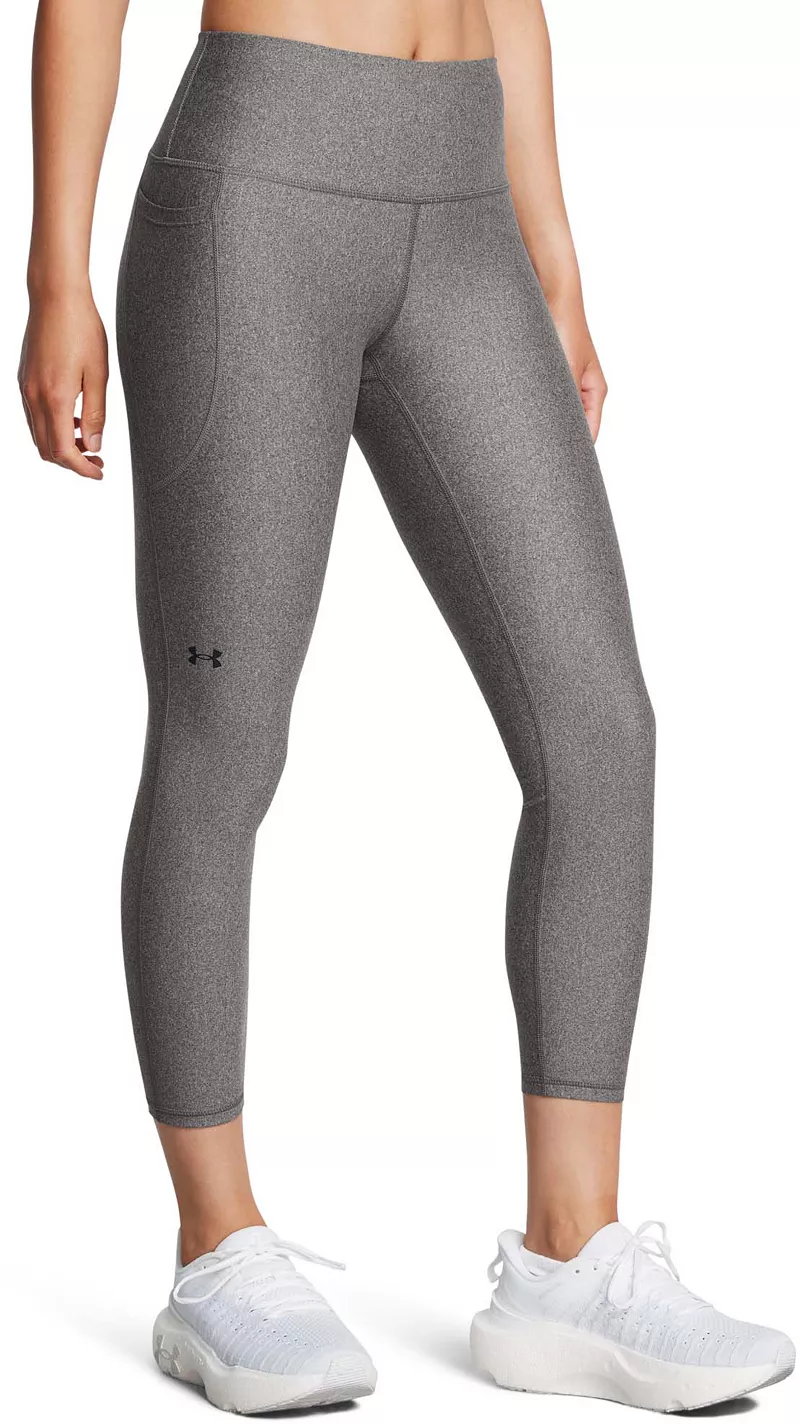 

Женские леггинсы до щиколотки с нескользящим поясом Under Armour HeatGear, цвет Charcoal L Heather/Black