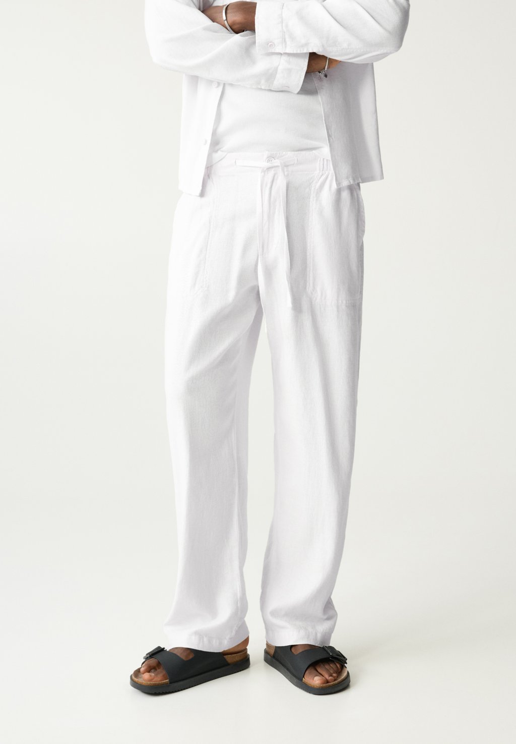 

Брюки LINEN BLEND JOGGERS PULL&BEAR, белый
