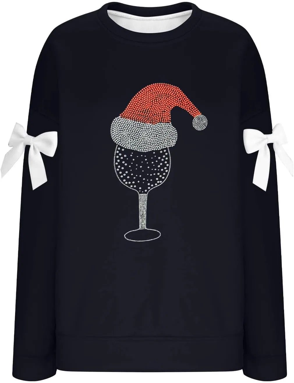 Женская блуза с принтом Санта-Клаус, Christmas, длинный рукав, 2-navy — фото 4