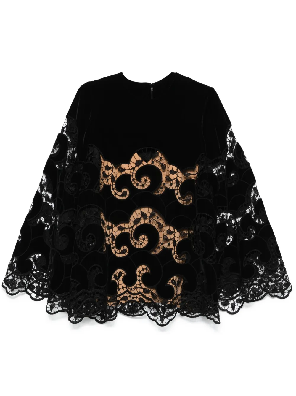 

Бархатная блузка с кружевной вышивкой Elie Saab, черный