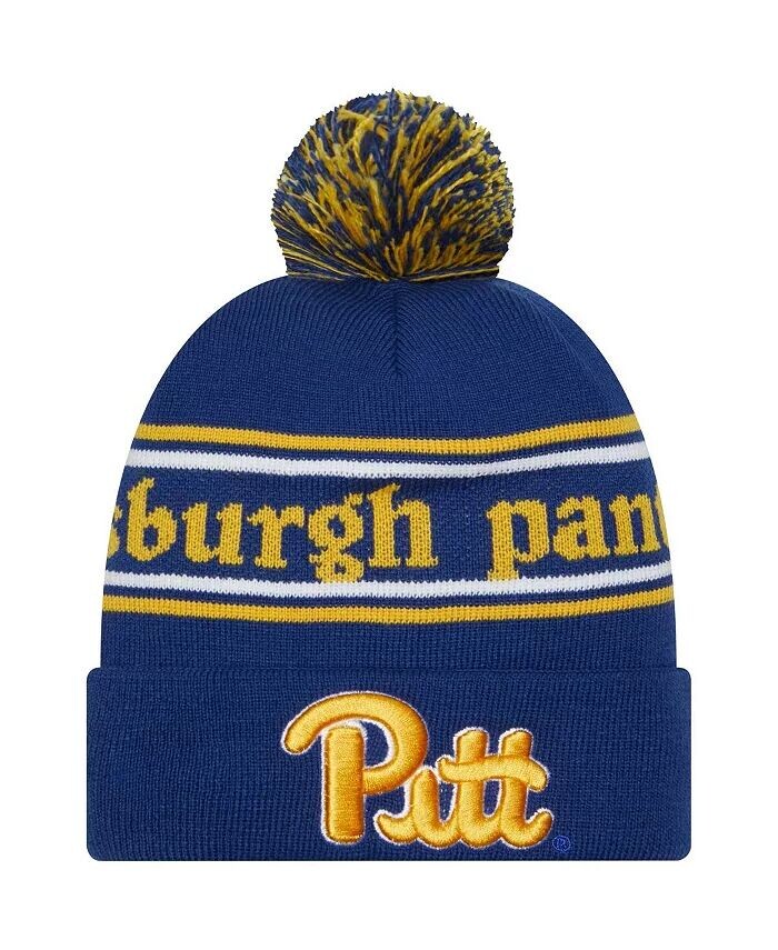 

Мужская вязаная шапка с манжетами и помпоном Royal Pitt Panthers Marquee New Era, синий