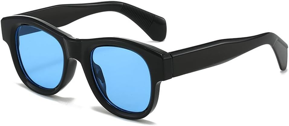 

Ретро овальные женские солнцезащитные очки конфетных цветов, модные панк-очки для мужчин, желто-синие очки с защитой от УФ-излучения UV400, трендовые солнцезащитные очки TKKTLLT, Black Blue