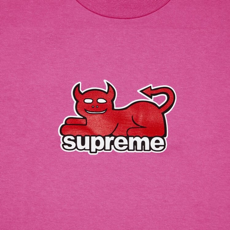Футболка Supreme x Toy Machine Devil Cat 'Fuchsia', розовый — фото 2