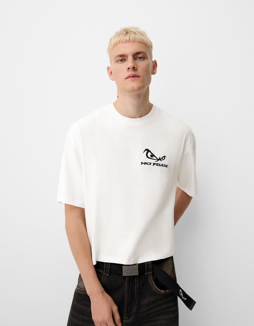 

Свободная укороченная футболка Bershka, белый
