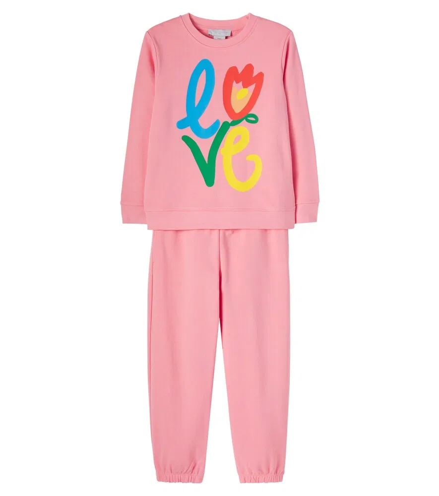 Спортивный костюм из хлопкового флиса с принтом Stella McCartney Kids, розовый
