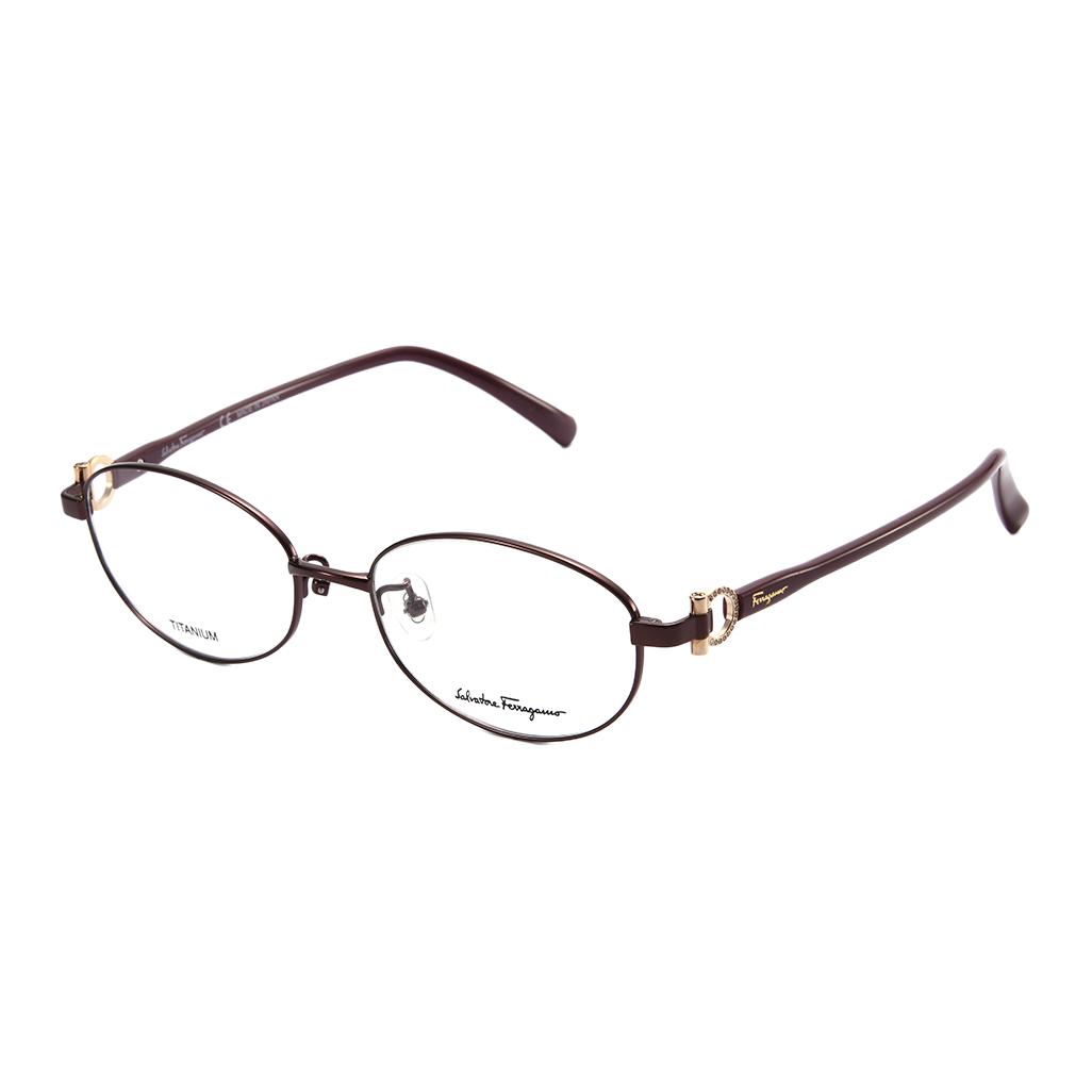 

Ferragamo Овальная оправа для очков из металла и пластика унисекс коричневая, Brown