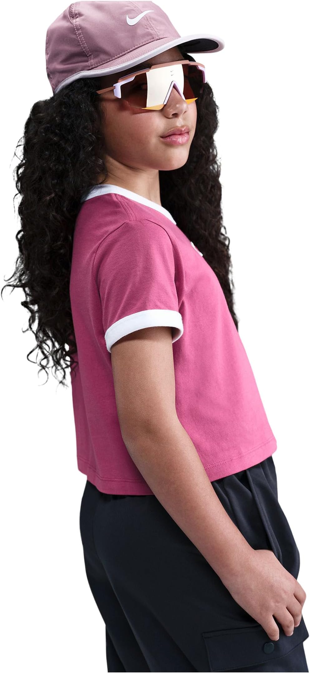 Футболка Nike Kids Sportswear Cropped T-shirt, цвет Sweet Beet 1 — фото 2