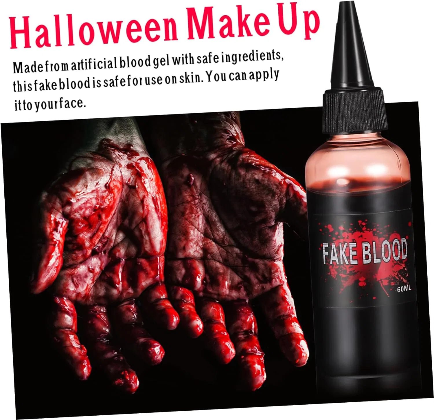 Набор искусственной крови для грима Zombie Makeup Kit WOFASHPURET 2 жидкости по 60 мл + гель 30 мл — фото 3