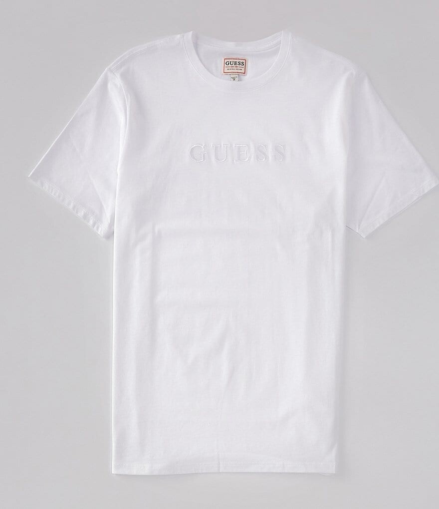 

Футболка Guess с короткими рукавами и вышитым логотипом Pima, белый