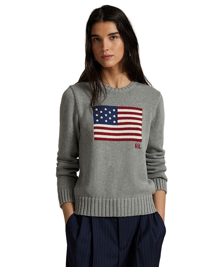 

Свитер с американским флагом из хлопка Ralph Lauren, серый