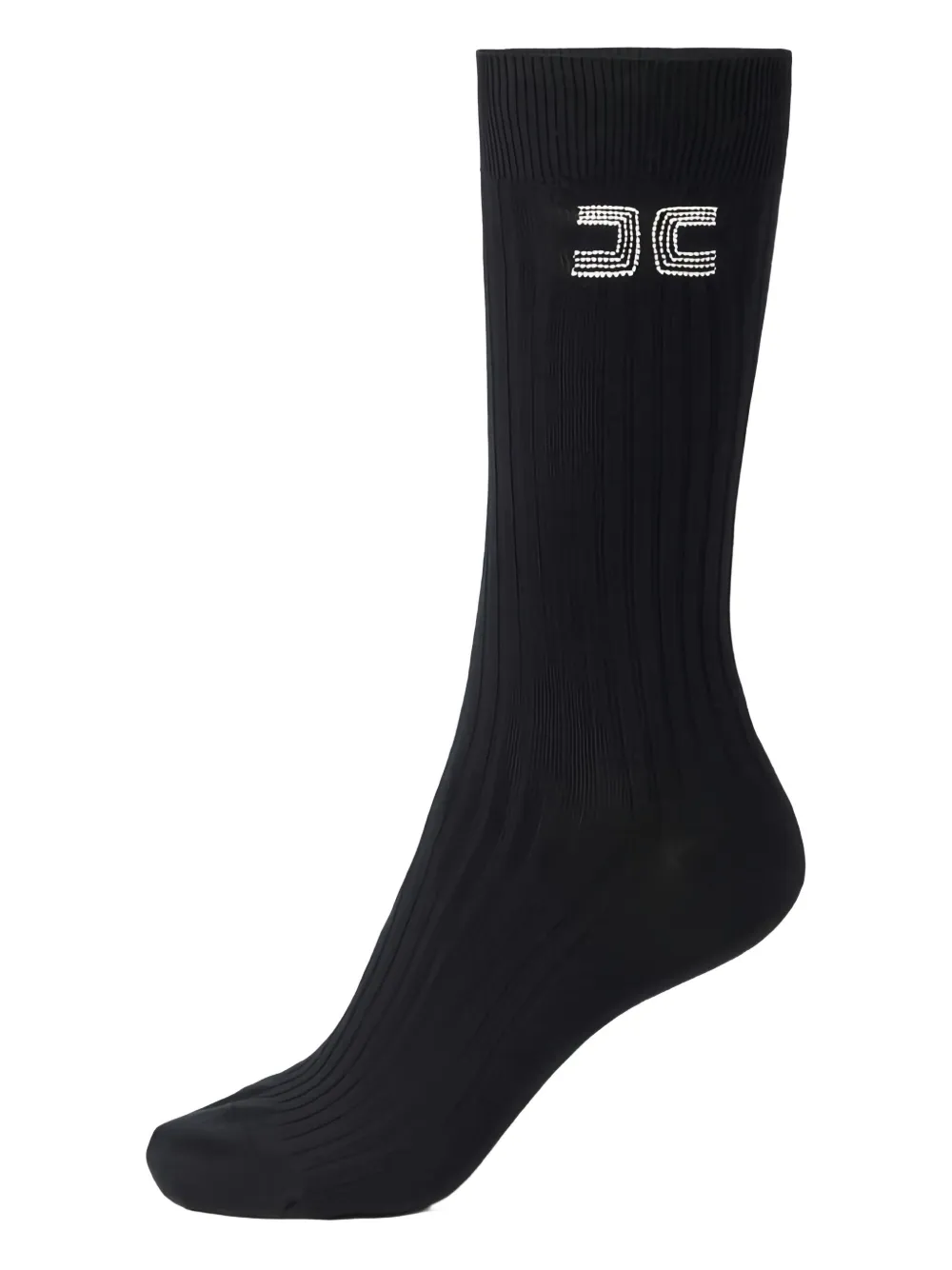 

Рифленые носки с вышитым логотипом Elisabetta Franchi, черный