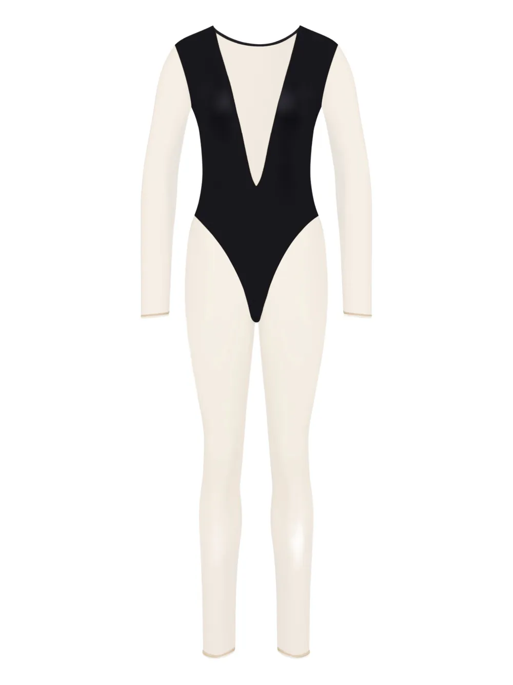 

Комбинезон с длинными рукавами и V-образным вырезом Maison Close, черный