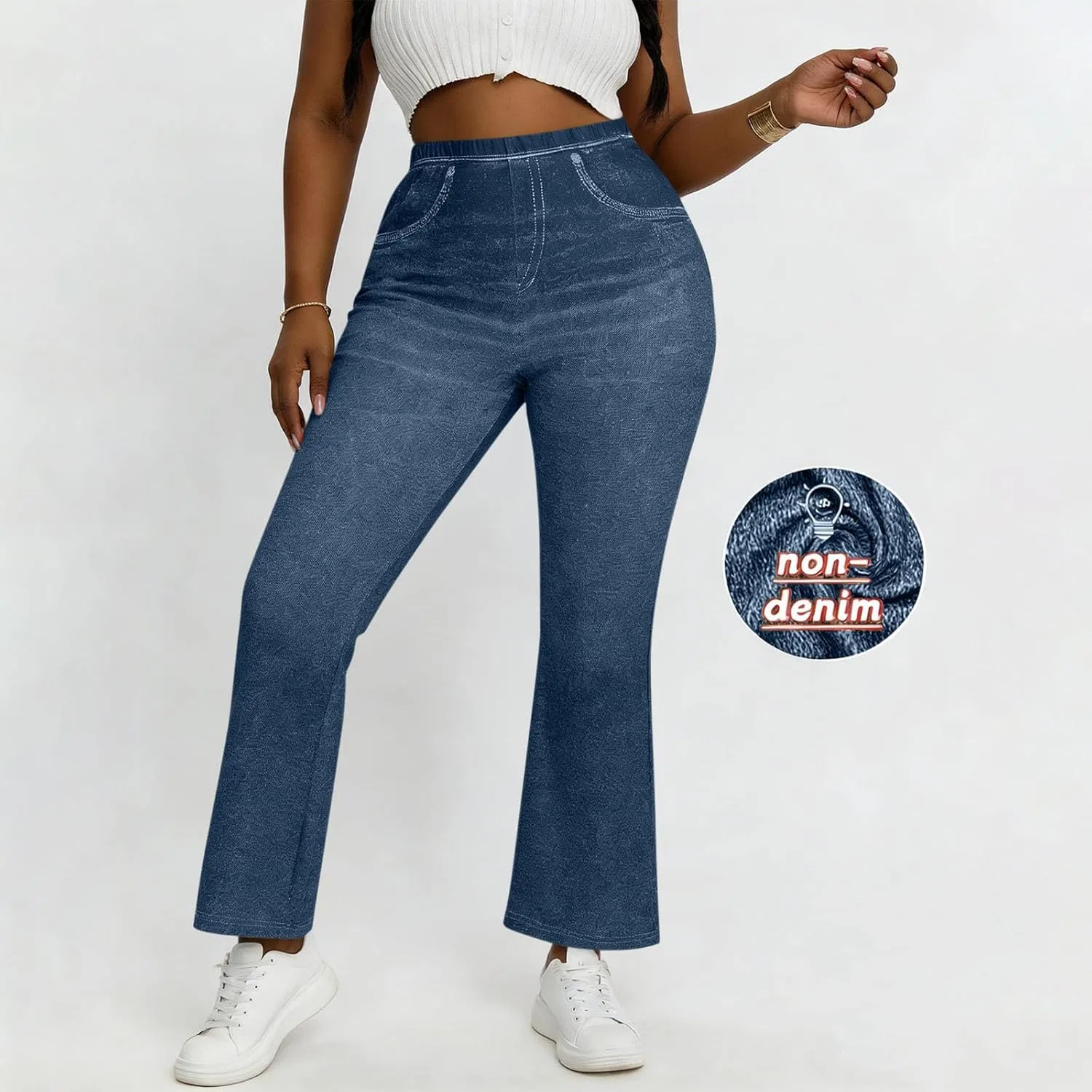 Джинсы Flare, Wide Leg, Dark Blue — фото 2