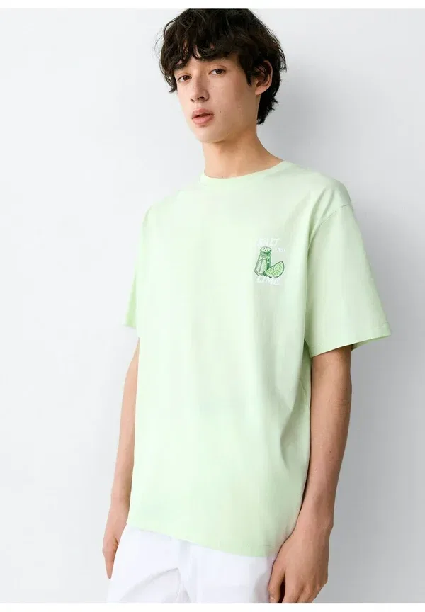 Футболка Mango Kids Teen print, зеленая — фото 3
