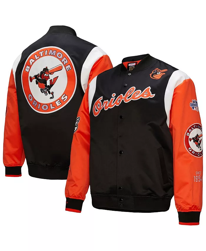 

Мужская черно-оранжевая бейсбольная куртка на молнии Baltimore Orioles Cooperstown Collection Team Origins из сатина Mitchell & Ness