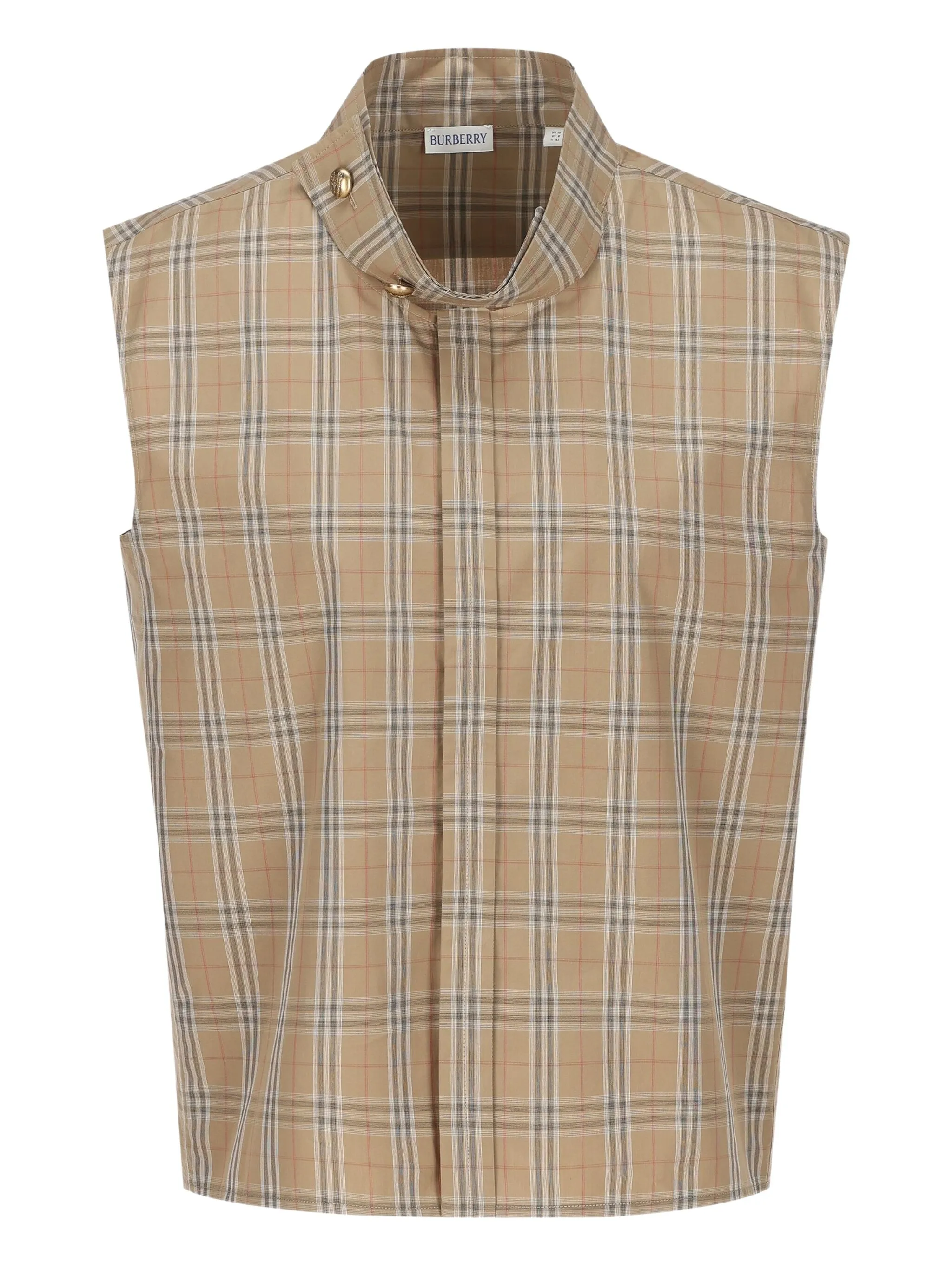 

Клетчатый топ без рукавов Burberry, бежевый