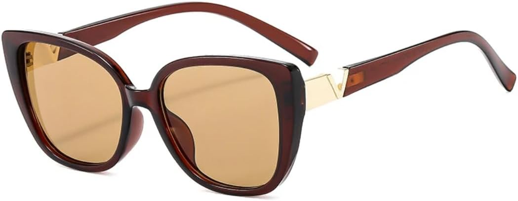 

Ретро-сексуальные солнцезащитные очки в большой оправе «кошачий глаз» для женщин и мужчин, для активного отдыха на природе, летних путешествий, с защитой от УФ-излучения UV400 TVTBBVV, Brown Tea