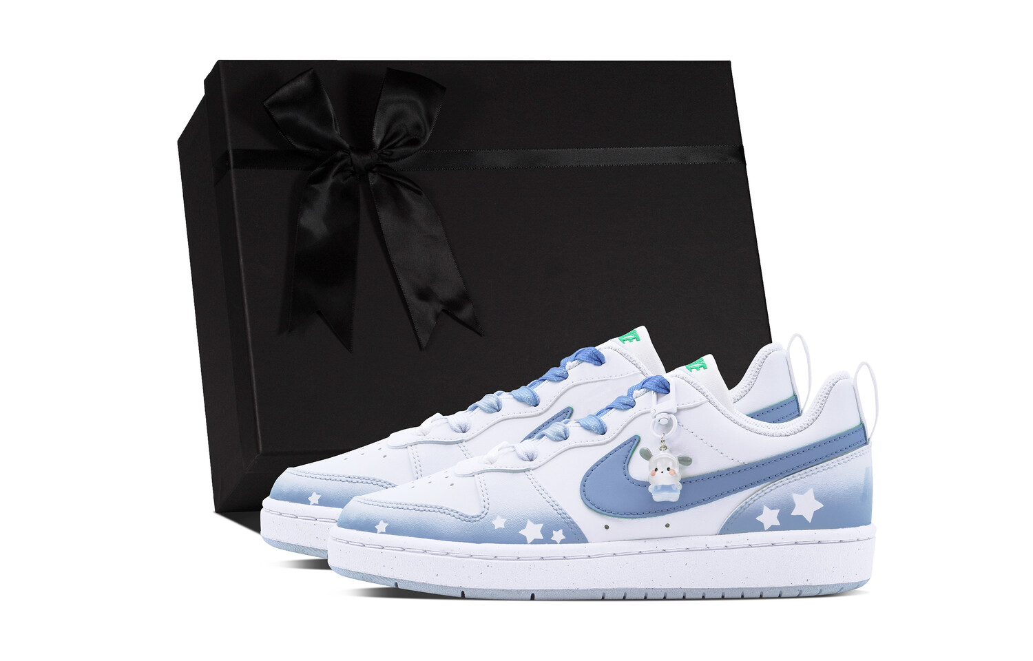 

Кроссовки Nike Court Borough Skateboard Shoes Women's Low-Top White Blue, Синий, Кроссовки Nike Court Borough Skateboard Shoes Women's Low-Top White Blue