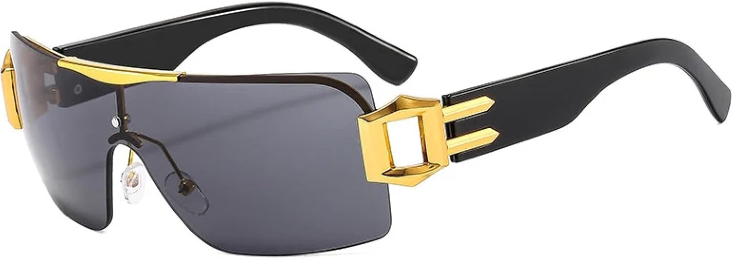 

Винтажные солнцезащитные очки большого размера для женщин и мужчин, модные и роскошные, для активного отдыха и вождения, с защитой от УФ-излучения UV400 TKKTLLT, Black Gray