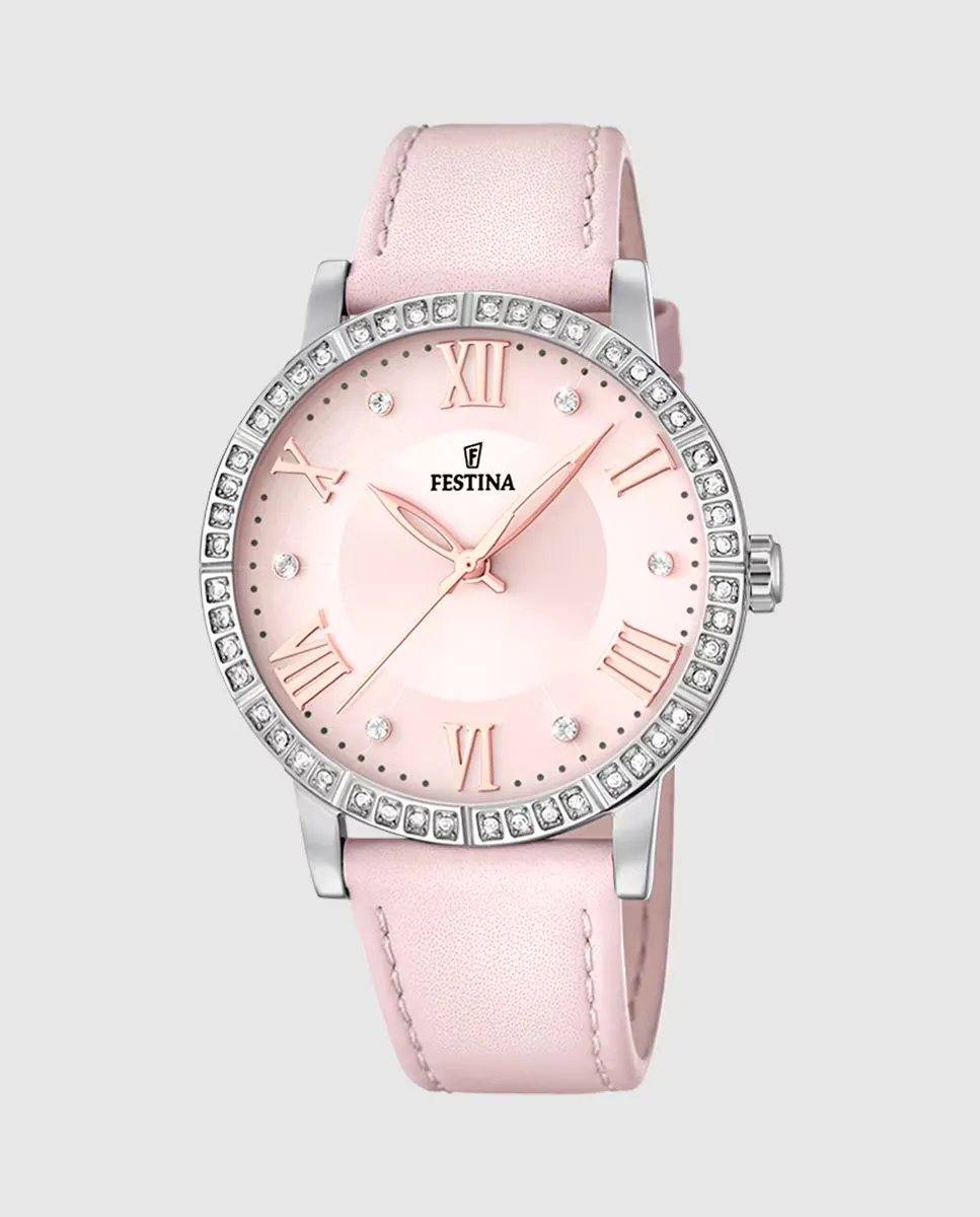 

F20412/2 Женские часы Boyfriend розовые кожаные Festina, розовый