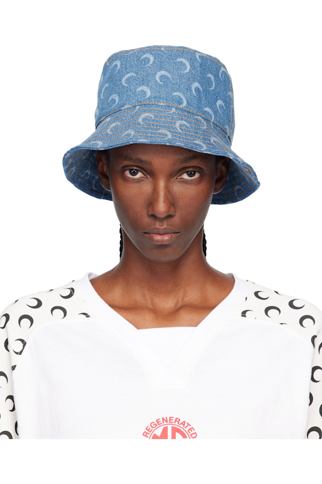 

Marine Serre Панама из джинсовой ткани с лазерным эффектом «Голубая луна»