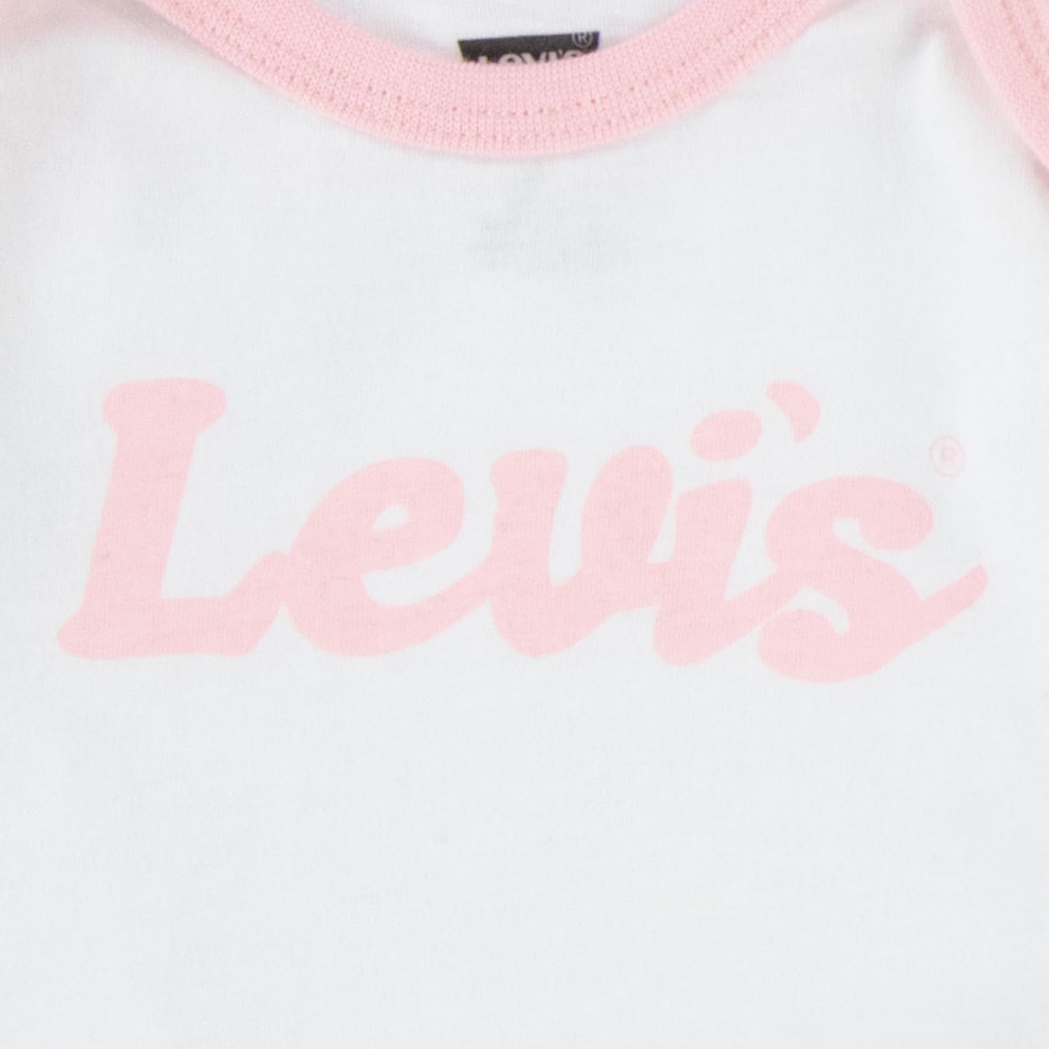 Комплект из 3 предметов: детская футболка с длинным рукавом Levi's, штаны и шапочка унисекс, White/Pink — фото 3
