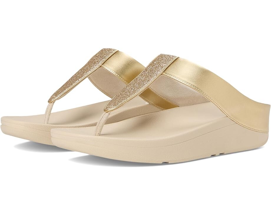 

Сандалии FitFlop Fino Glitterdust Metallic Toe-Post Sandals, цвет Platino