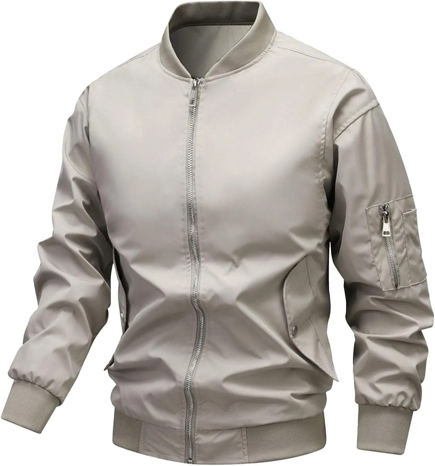 Легкие мужские куртки-бомберы, легкие спортивные куртки, повседневные осенние ветровки, модные куртки для гольфа и активного отдыха для мужчин (2025 год) Generic, серый