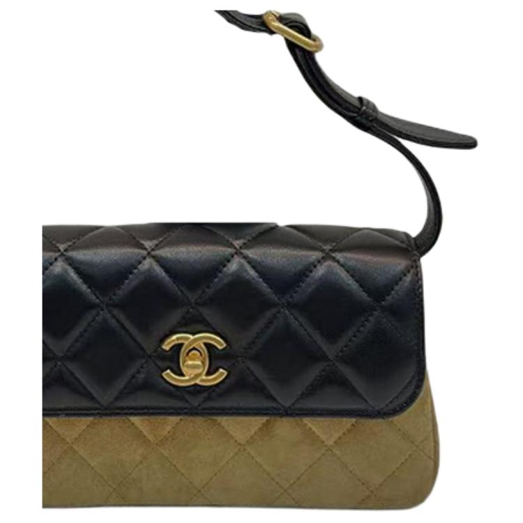 CHANEL Овчинная сумка через плечо с замшевой вставкой — фото 3