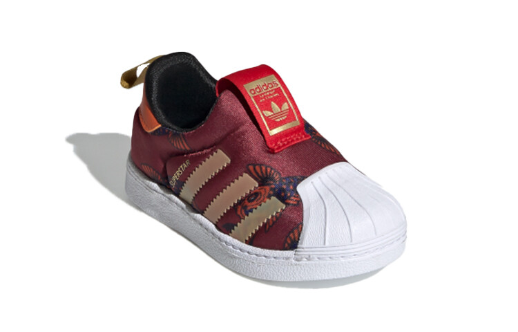 Слипоны Adidas Originals Superstar Series Toddler Shoes Baby с принтом, бордовый — фото 3